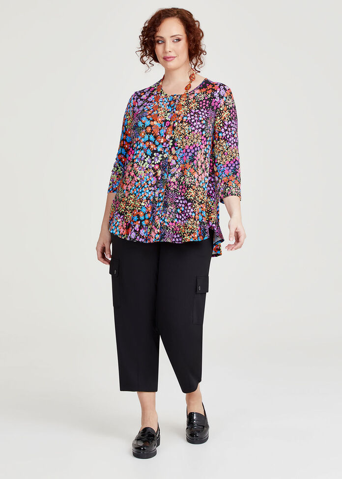 Heimish Full Size Crisscross Ditsy Floral Babydoll Top Plus Size