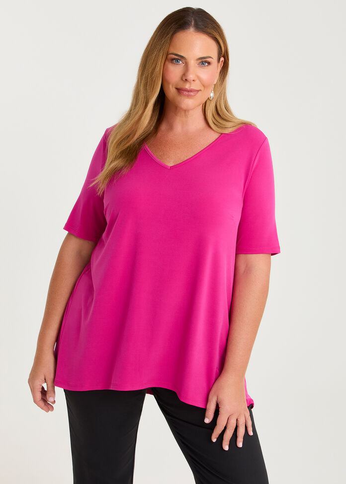 Strive V Neck Short Sleeve Top, , hi-res