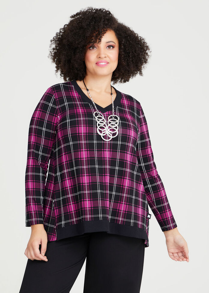 Natural Plaid Please Top, , hi-res