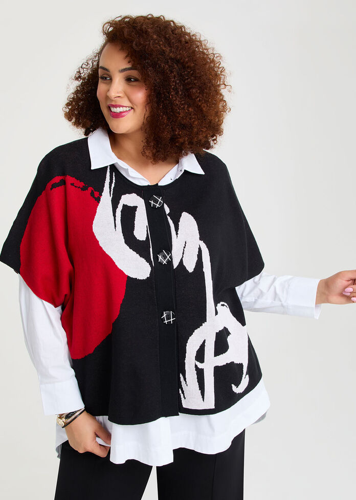 Jacquard Knit Cotton Cardigan, , hi-res