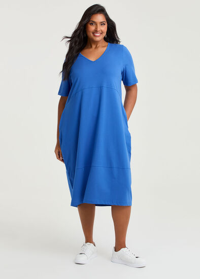 Plus Size Cotton Talia Short Sleeve V-neck Dress