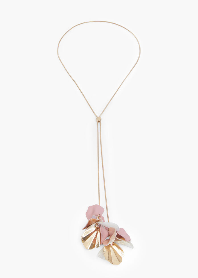 Metal Petal Leaf Necklace, , hi-res