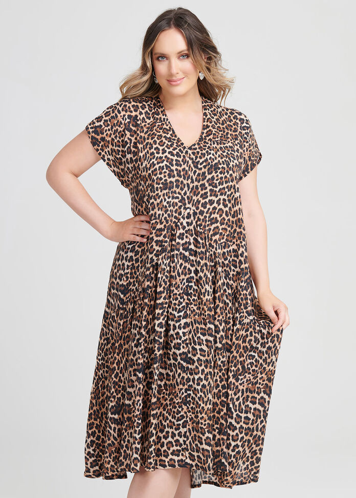 Natural Leopard Dress, , hi-res