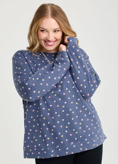 Plus Size Printed Boyfriend Tunic Sweat