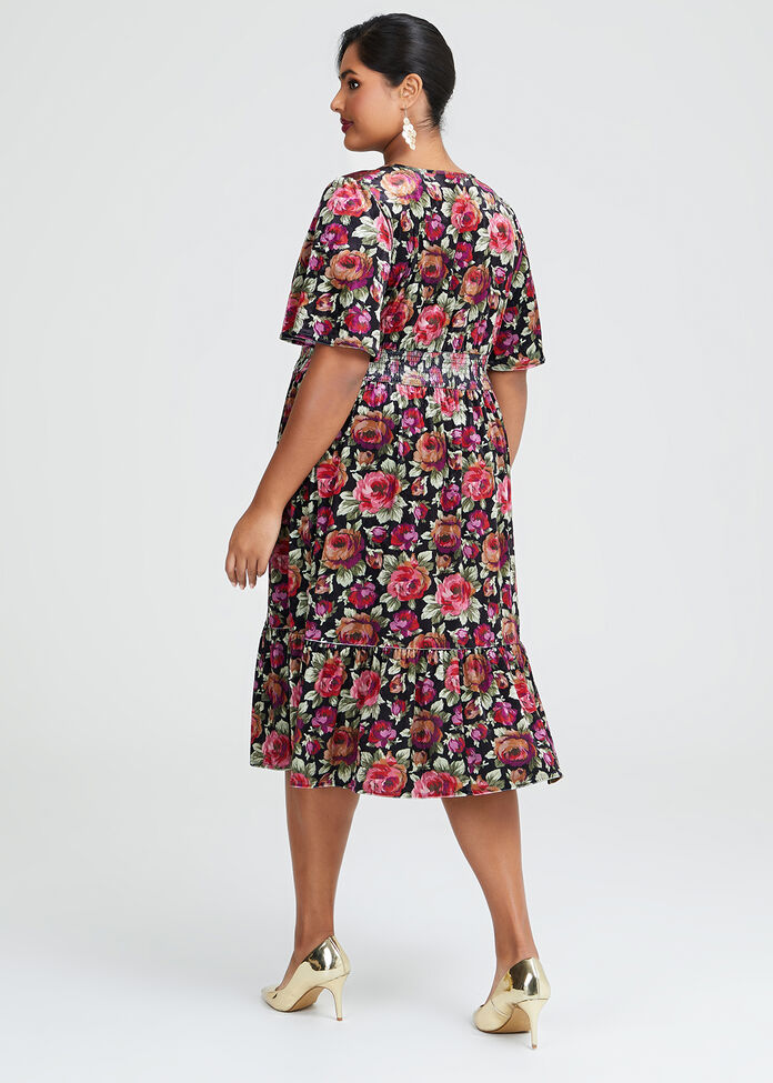 Shop Plus Size Floral Bloom Velvet Dress in Multi | Sizes 12-30 ...