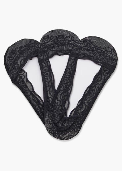 3 Pack Black Lace Socks