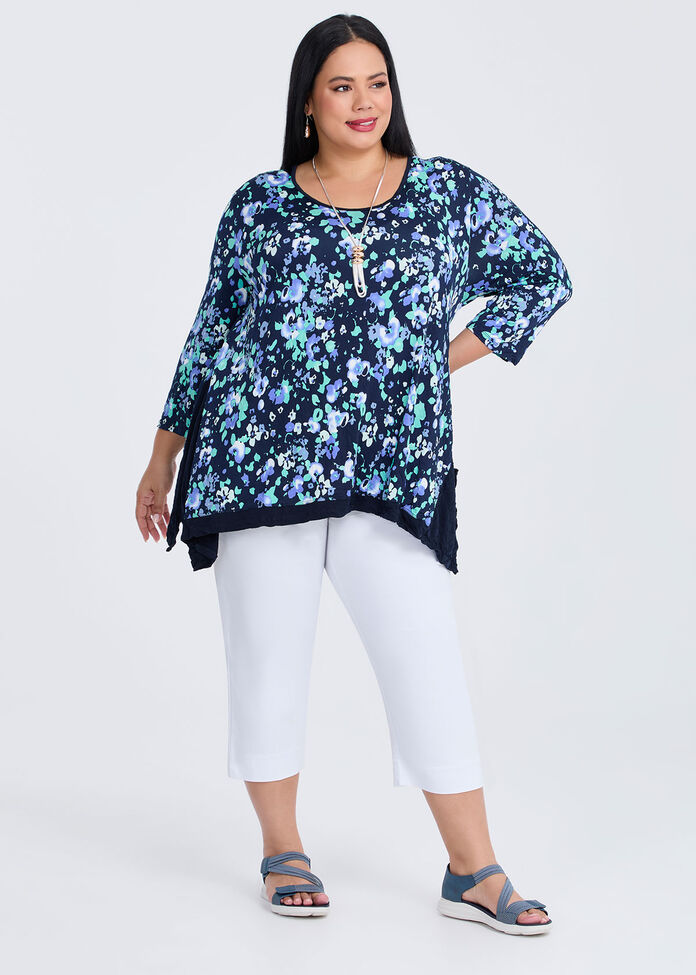 Crushed Print Top, NAVY/MULTI, hi-res