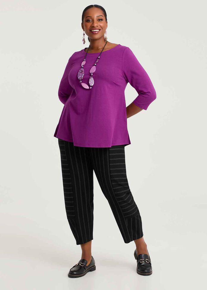 Pima Cotton Essential 3/4 Sleeve Top, , hi-res
