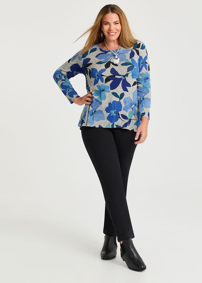 Bamboo Cosy Print Button Top, , hi-res