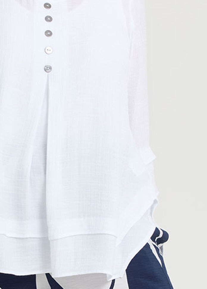 Button Crinkle Natural Top, , hi-res