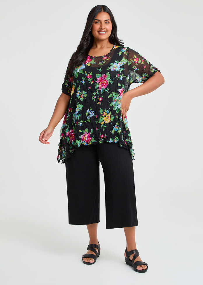 Patch Pocket Crushed Tunic, FLORAL PRINT, hi-res