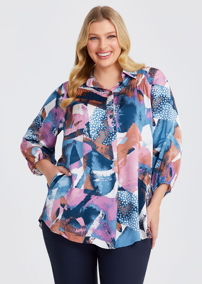 Shirring Detail Natural Tunic, , hi-res