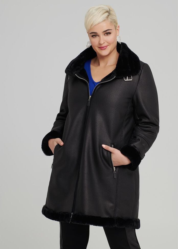 Shop Plus Size Chill Factor Faux Fur Coat, Black Taking Shape AU