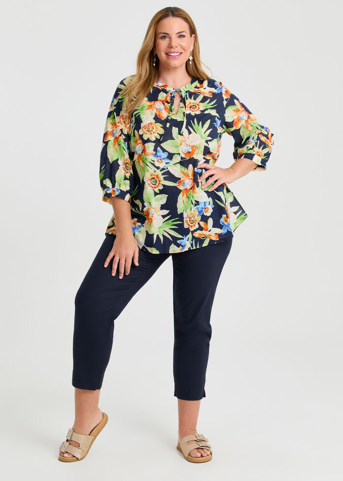 Cotton Print Top, , hi-res