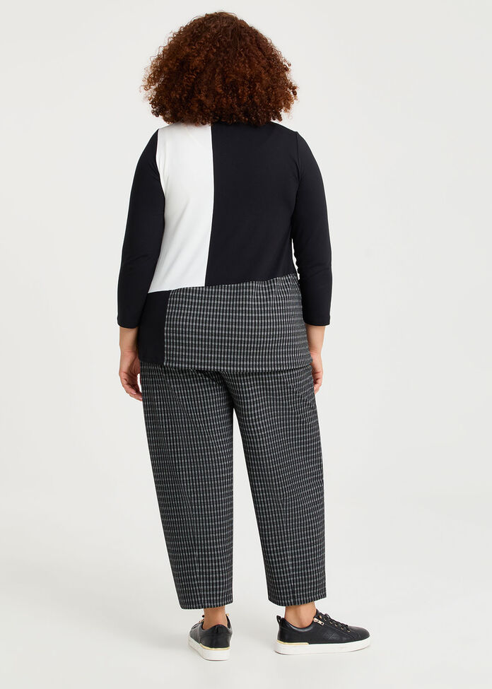 Bamboo Knit Plaid Top, PRINT, hi-res