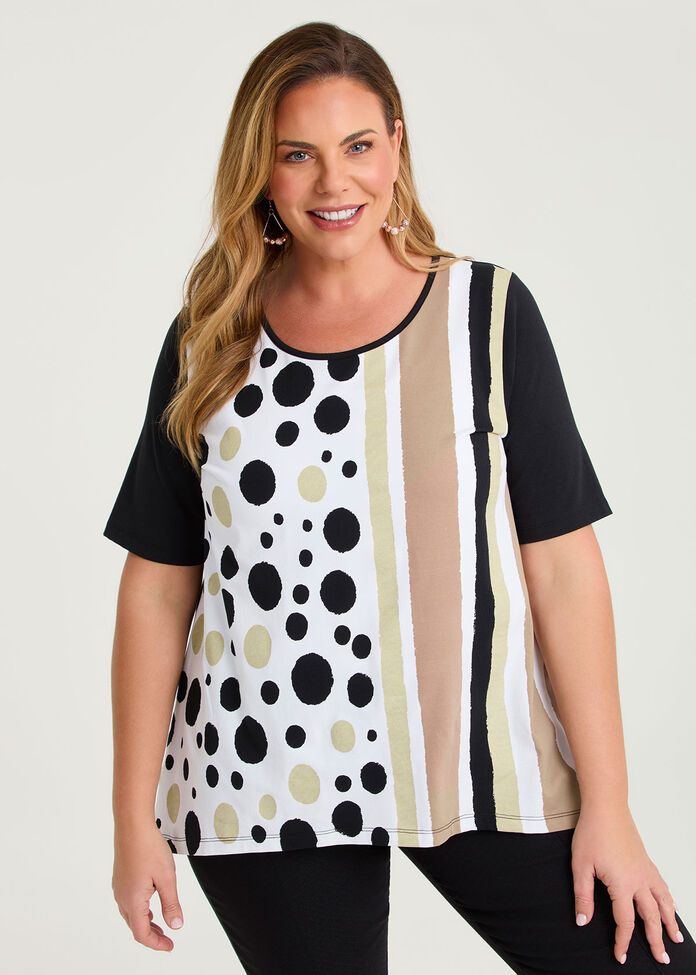 Cotton Spots And Stripes Top, , hi-res