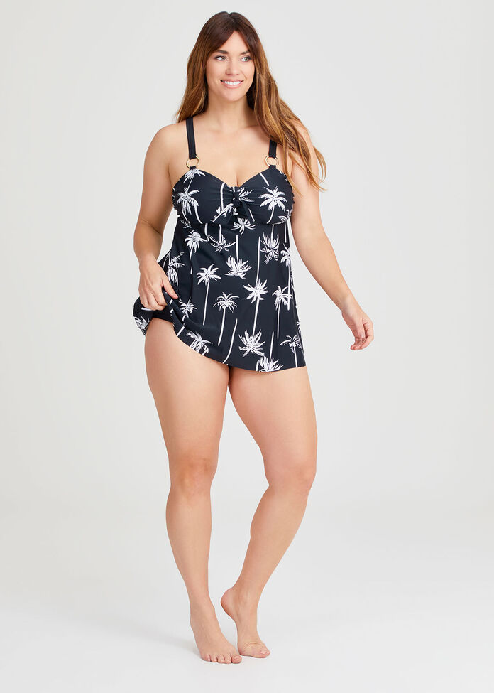 Shop Plus Size Palm Trees Tie Front Tankini, Print Taking Shape AU