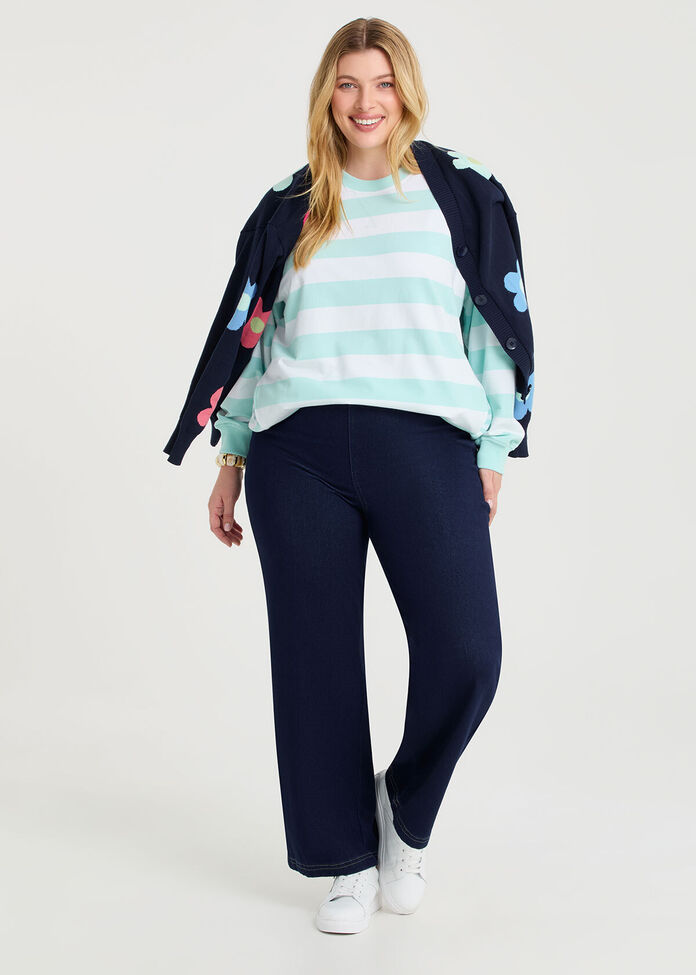 Cotton Mixed Stripe Sweatshirt, , hi-res