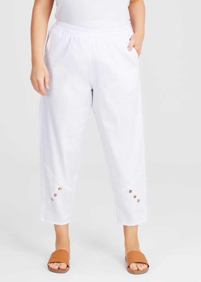 Button Stretch Linen Pant, , hi-res