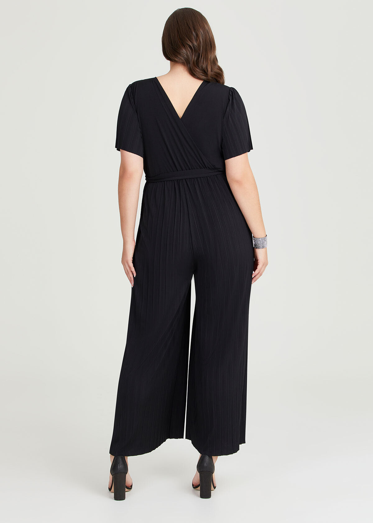 Black wide leg new arrivals jumpsuit plus size