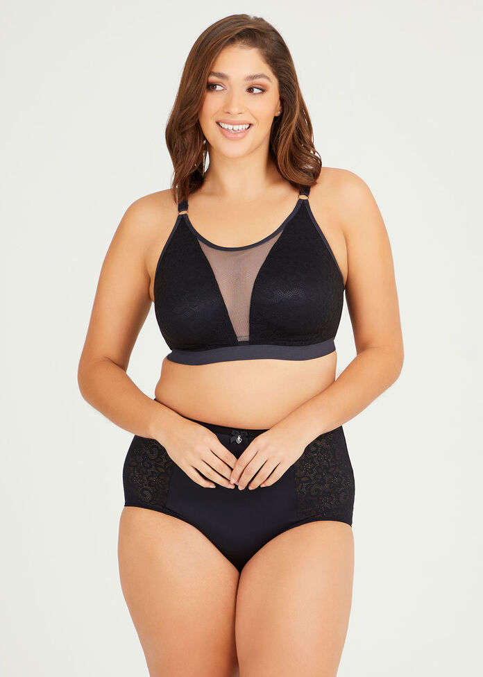 Wirefree Lace Overlay Bra, , hi-res