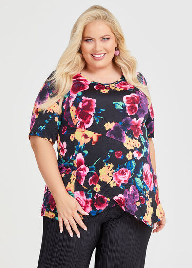 Plus Size Floral Scoop Neck Top