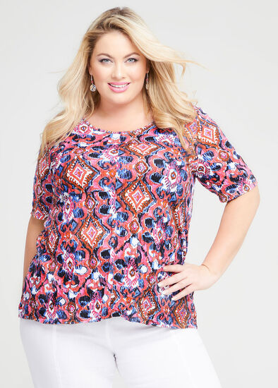 Plus Size Bamboo Tiled Aztec Top