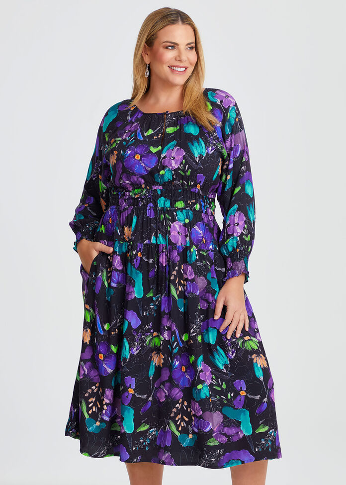 PLUS Embossed Occasion Dress Floral Once Worn