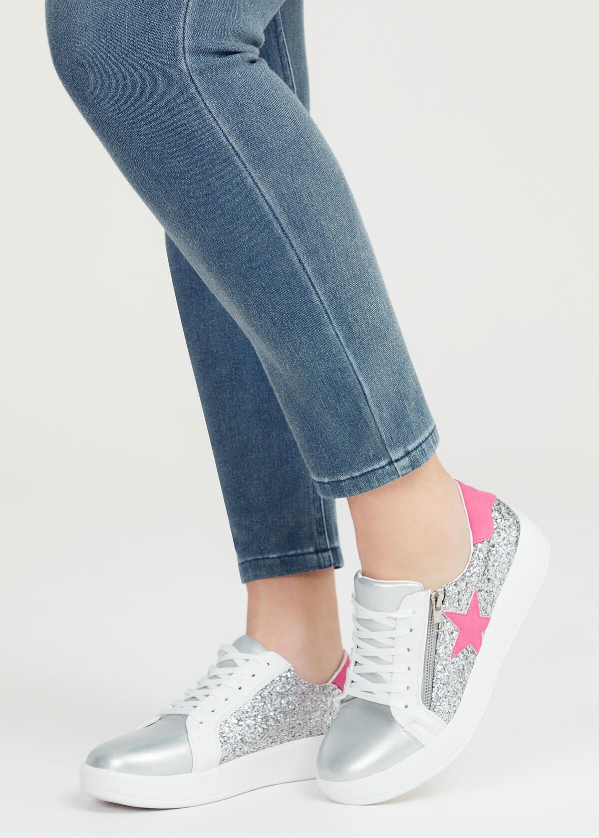 Shop Glitter Star Side Zip Sneaker Comfortable Shoes Taking Shape AU