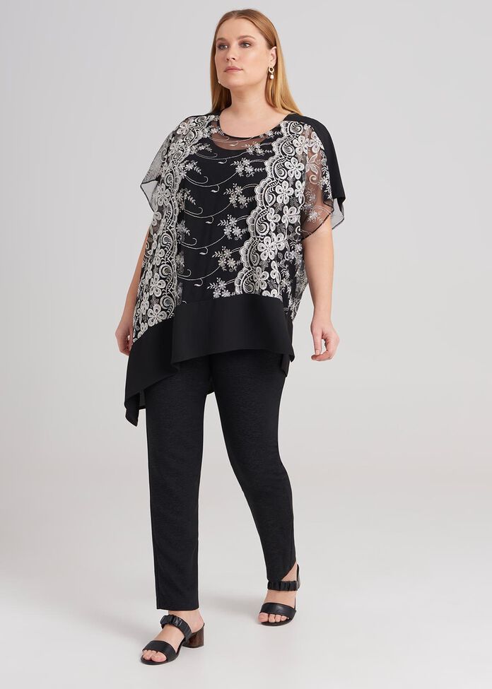 Short Sleeve Emb Top, , hi-res