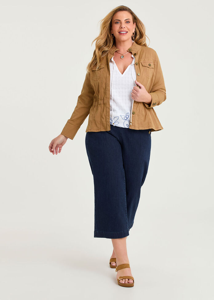 Lyocell Blend Funnel Neck Jacket, , hi-res