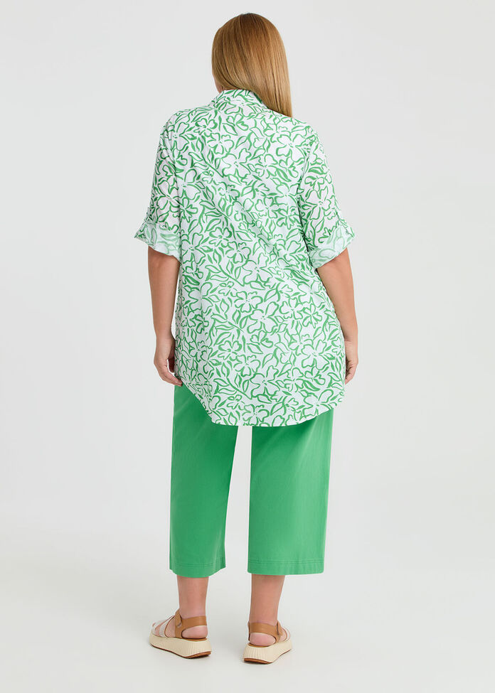 Cotton Linear Floral Shirt, , hi-res
