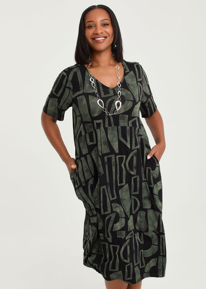 Natural Laura Abstract Dress, , hi-res