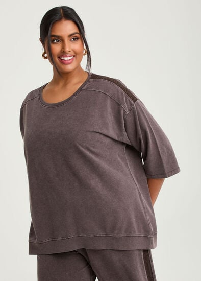 Plus Size Cotton Tape Oversized Sweatshirt
