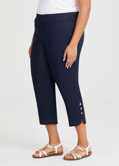 Plus Size Stretch Linen Slim Crop Pant