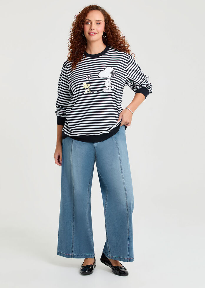 Peanuts Snoopy Stripe Sweatshirt, , hi-res