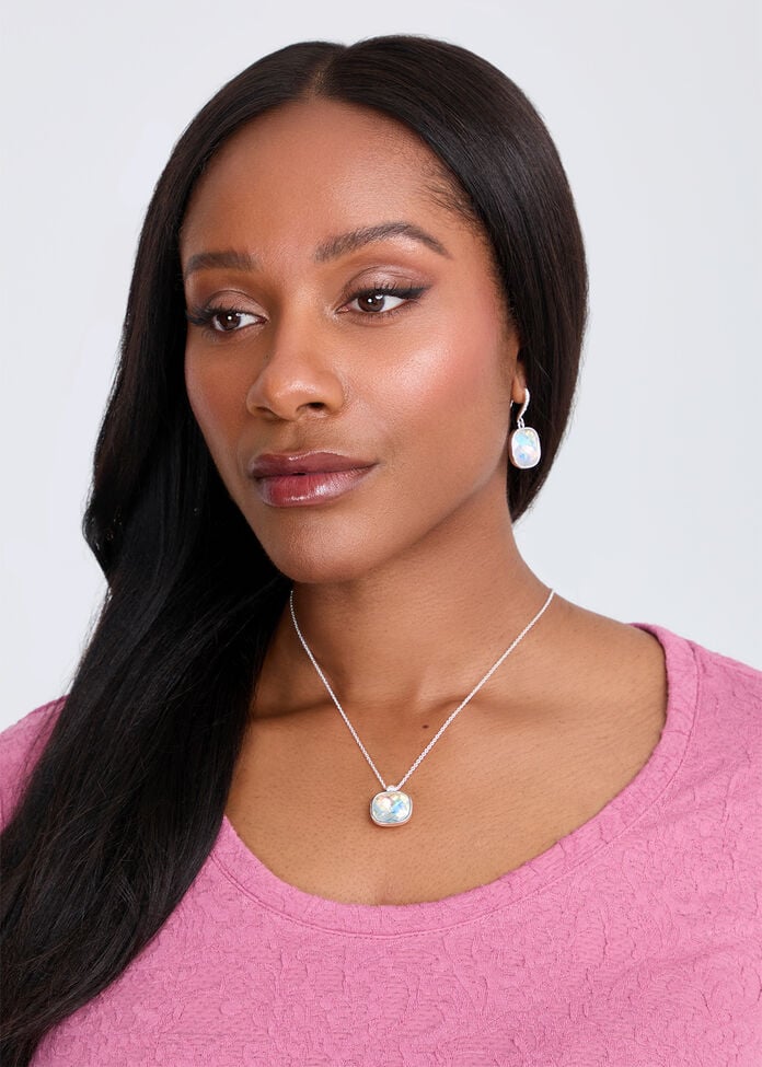 Square Jewel Drop Necklace, , hi-res