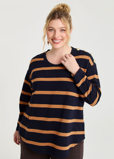 Plus Size Bamboo Ponte Block Stripe Top