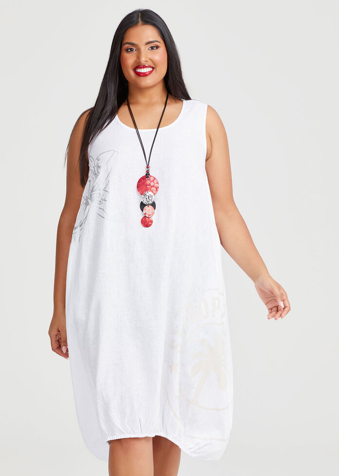 Linen Blend Holiday Dress, , hi-res