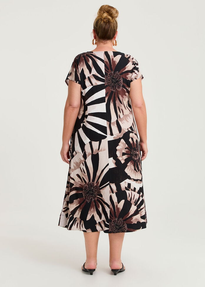 Floral Stripe Natural Maxi Dress, , hi-res