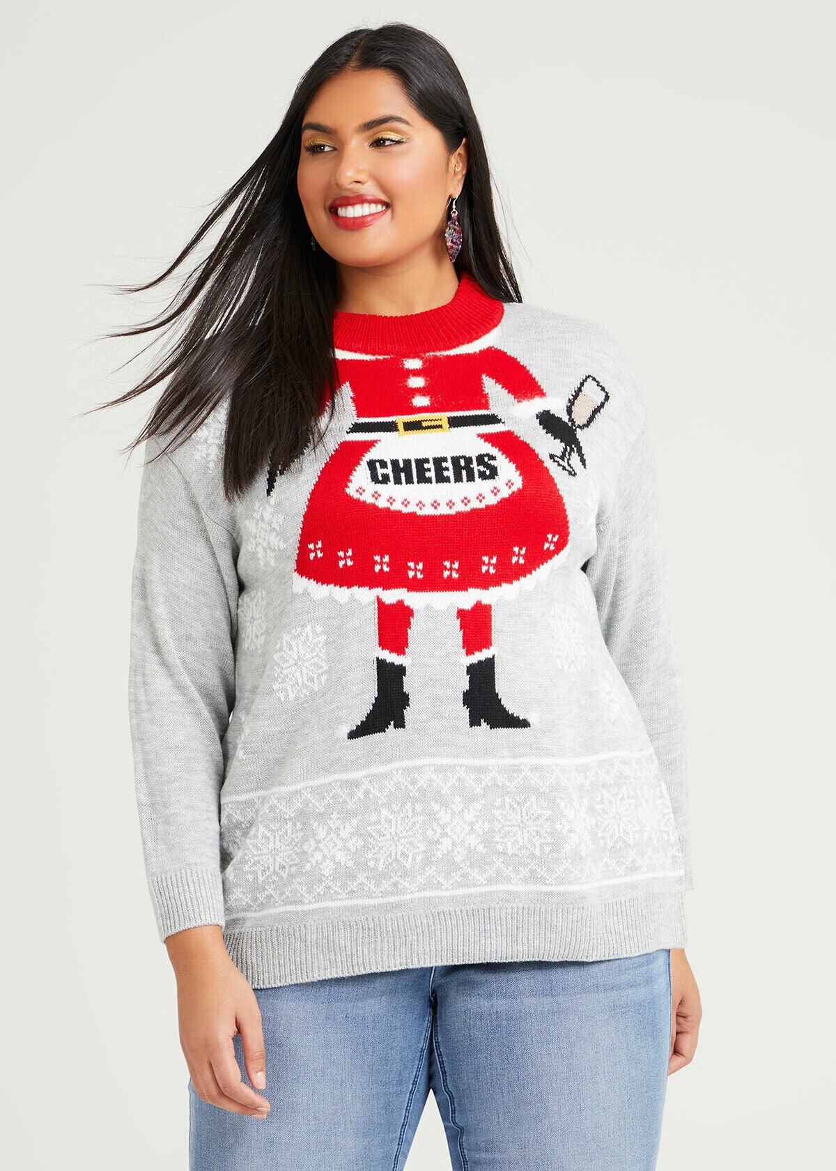 Shop Plus Size Christmas Mrs Claus Jumper in Grey Taking Shape AU