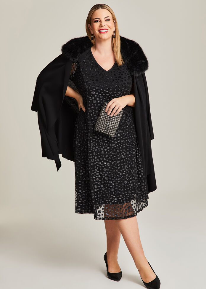 Sophie Velour Spot Cocktail Dress, , hi-res