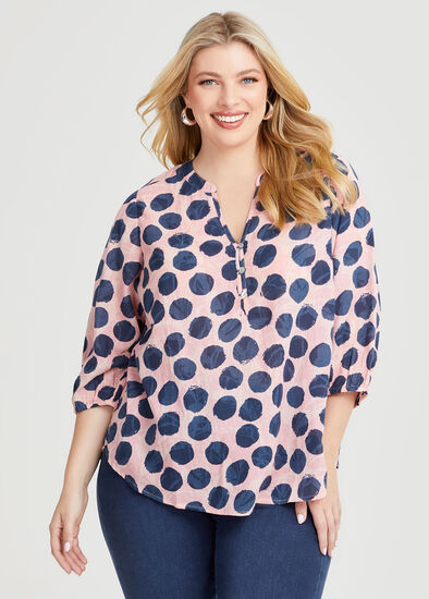 Plus Size Cotton Ink Spot Top