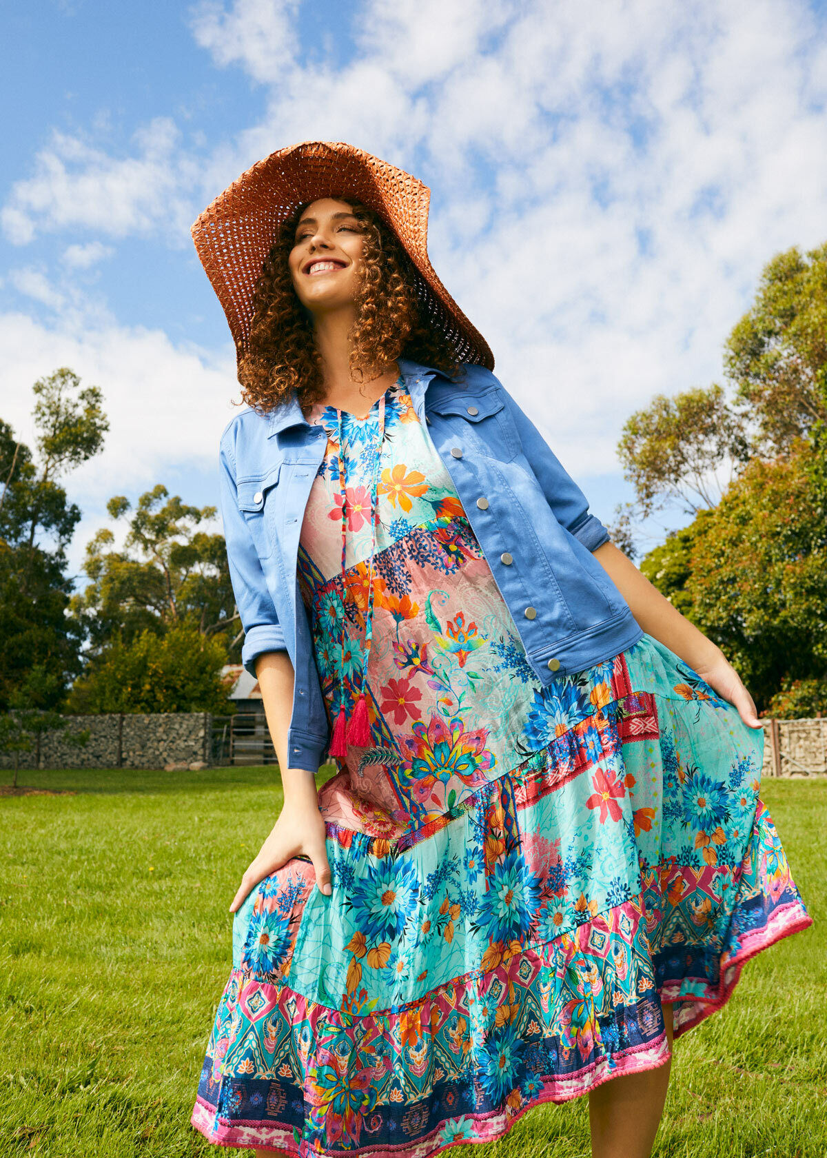 Shop Natural Floral Aztec Dress in 