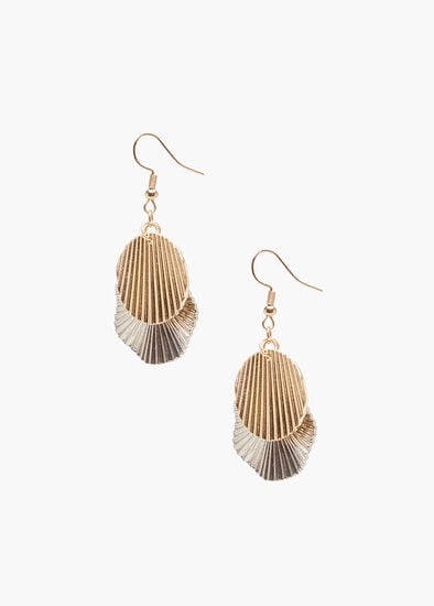 Plus Size Two Tone Ribbed Disc Earrings