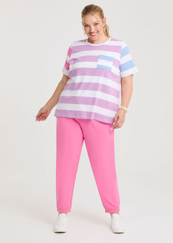 Cotton Mix Stripe Top, , hi-res