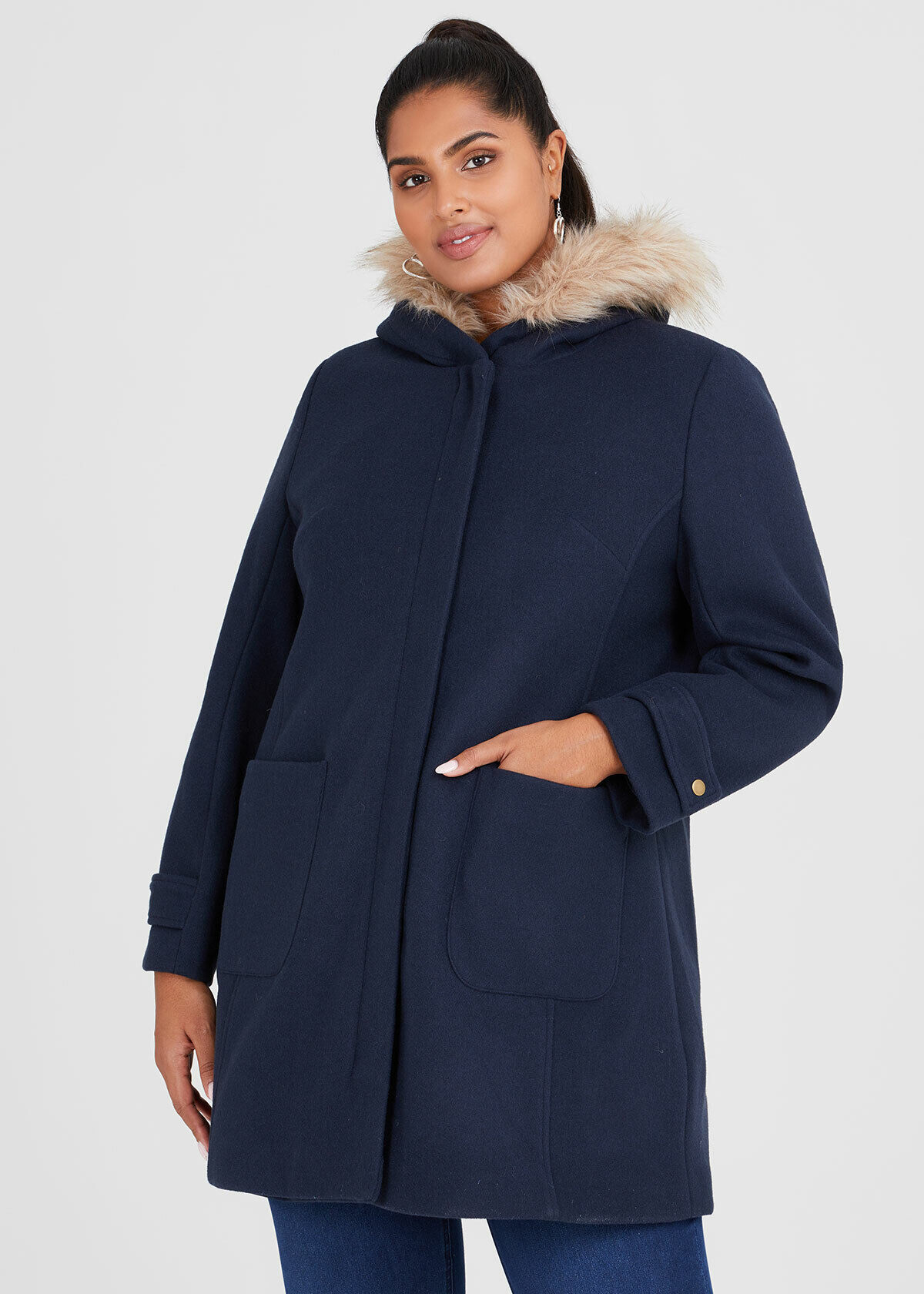 Shop Plus Size Duffle Jacket in Blue Taking Shape AU