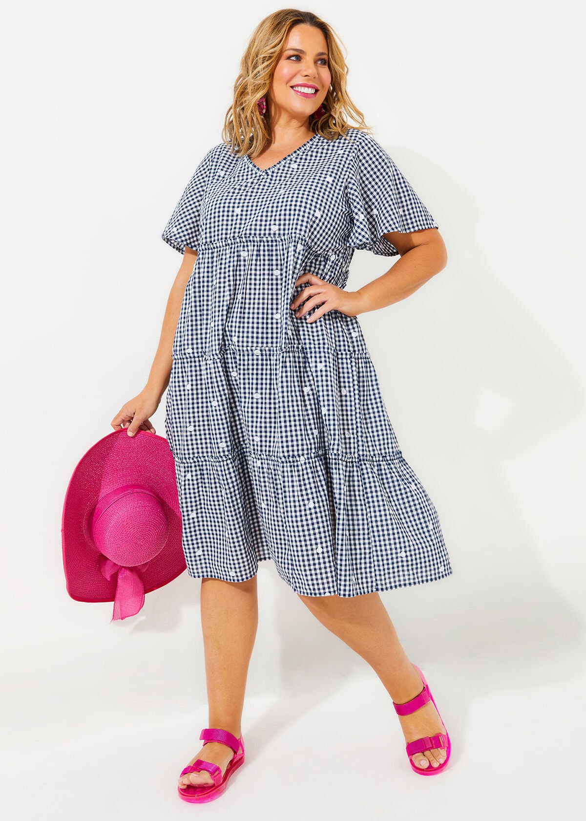 Plus size gingham dress new arrivals