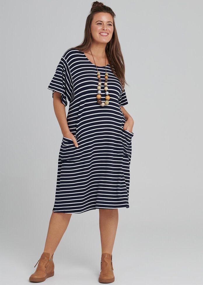 Extended Stripe Dress, , hi-res