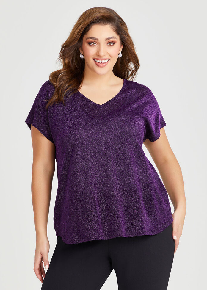 Chrys V-neck Lurex Party Top, , hi-res